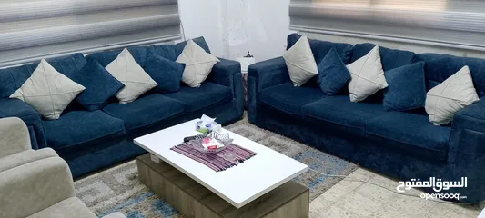  6 طقم كنب عدد 2 جديد استعمال اسبوع واحد البيع لسبب السفر السعر مناسب بحدود المعقول مع ممرات سجاد