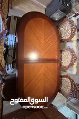  2 طاولة سفرة (تركي) خشب ثقيل مع 8 كراسي  قابلة للتكبير مع دونسوار وفضية تفصيل