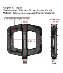  4 پايدرات (دواسات) للپایسکل (الدراجة الهوائية) من شركة GORIX،  GORIX Bike Flat Pedals Wide Non-Slip