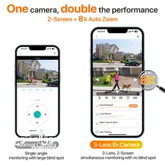  3 كاميرا مراقبة خارجية ( 6K ) 3 عدسات،  زووم ( 8 ) مرات ..