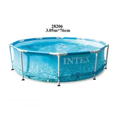  2 INTEX 28206 10' X 30" Metal Frame Pool Family Round Steel Above Ground Swimming Metal Frame Pool