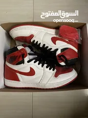  1 Air Jordans red and white 45 +red laces