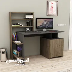  5 مكتب مع خزانة ورفوف بتصميم مميز مع إمكانية تغيير اللون والاتجاه
