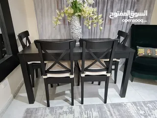  3 Extendable Dining Table +4 chairs +Bench IKEA
