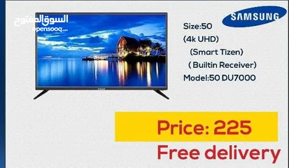  1 شاشه 50 انش سامسونج DU7000 4K Smart مع قاعده جداريه شامل توصيل مجانا