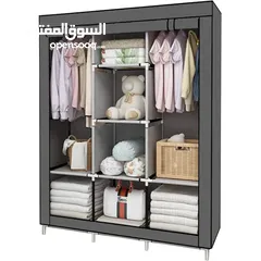  5 خزانة ملابس هيكل معدني قوي قماش كتان وتربروف بتحمل اوزان متنقله