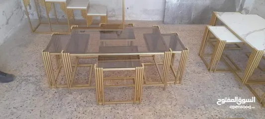  11 طرابيزات حديد باسعار مميزه لون ذهبي و فضي كل موديل الو سعر مختلف