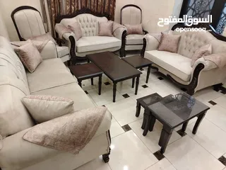  10 #_طقم_كنب_زان_مصري_دمياط9مقاعد_تفصيل كوالتي عالي بحاله الجديد وخشب زان بالكامل ودهان جوزي وقماش جكيا