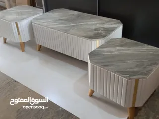  27 اطقم طربيزات طاولات شاشه مكون من ثلاث قطع خشب ودهان الون حسب الطلب