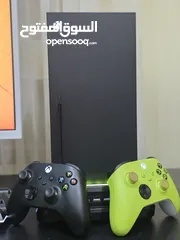  9 Xbox Series X بحالة الكرتونة + إيدتين + ألعاب أصلية + ملحقات شاحن لاسلكي+ نظام تبريد rgb ومداخل usb