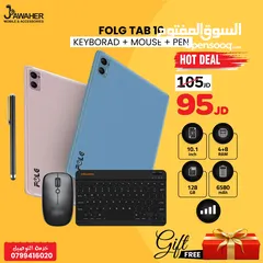  2 تابلت FOLG tab 10 الذاكرة 128G الرام 12G مع كيبورد وماوس وقلم وكفالة سنة