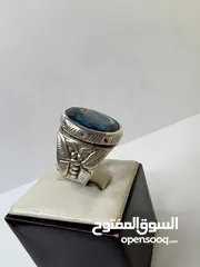  3 Natural blue topaz stone - خاتم بحجر توباز ازرق