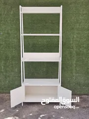  6 ستاند المكتبة مع خزانة سفلية متوفر بلون خشبي ولون ابيض  ستاند بتصميم عصري