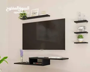  29 رف خشب شاشه ومطبخ وحمام وديكور حائط وستاند مكياج وجلاتين وغيره