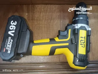  12 حقية صندوق درل شحن  صخري ماركة TOP مع بطارتين 36 فولت  و 21 راس لكافة الاستخدامات  المنزليه