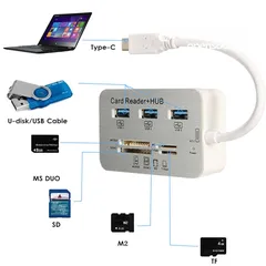  1 7 in 1 USB 3.1 Type-C To USB 3.0 Hub MS M2 SD TF Card Reader Hub