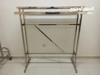  3 Brand New Stainless Steel 6 Way Garments Hanging System Display Rack, GARMENT HANGING RAIL TROLLEY