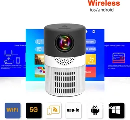  2 بروجكتر سينمائي منزلي وايرلس صغير وخفيف لمشاهدة الأفلام WIRELESS MINI YT400 HOME PROJECTOR.