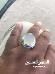  8 خاتم فضه عقيق ابيض زجاجي اصلي