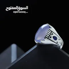  17 خاتم فضه عيار 925 مع عقيق يماني اصلي