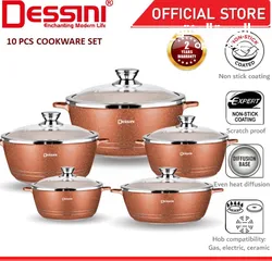  1 Dessini Die-Cast Granite Non-Stick Cooking Pot Set 5 PCS