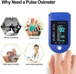  7 جهاز فحص نسبه الاكسجين بالدم على الاصبع + معدل ضربات دقات القلب oximeter