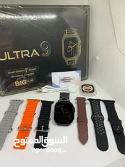  1 احدث بكج ساعة ذكية الجيل التاسع الافضل والمكفولة مع 7 كستك حديد وقماش والاترا وعادي  وكفر حماية