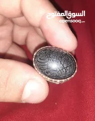  3 خاتم فحل فضة بحجر حديد صيني هماتيت