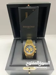  6 AP Royal Oak Chronograph – 41mm Yellow Gold Blue Tapisserie Dial  Full Package