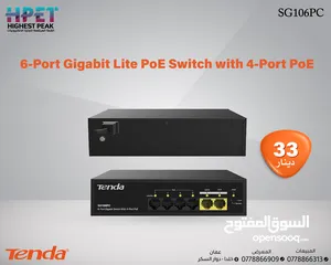  1 Tenda SG106PC محول Gigabit Lite PoE ب 6 منافذ مع 4 منافذ PoE