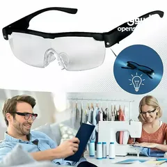  1 نظارة مكبرة مزودة بإضاءات جانبية EASYmaxx Magnifying Glasses  Glasses with Magnifying Function 160%