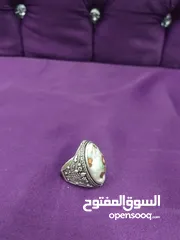  3 خاتم عقيق يمني داؤدي طبيعي natural Yamani dawoodi agate ring