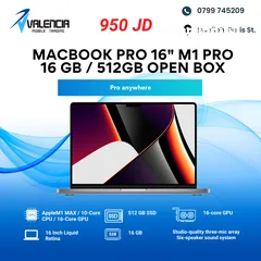  1 MacBook Pro 16" M1 Pro 16GB/512GB ماك بوك برو M1Pro انش 16 (Open Box)