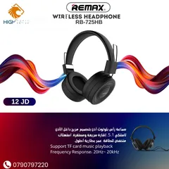  1 REMAX RB-725HBWIRELESS HEADPHONE-سماعات ريماكس وايرلس مع مدخل ميموري كارد.