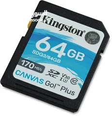  5 كرت ذاكرة لكميرات التصوير SD CARD64GB 170MB/S KINGSTON