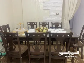  3 طاولة سفرة ثمانية مقاعد خشب
