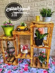  16 اكسسوارات منزل وحديقه  خشب ثقيل وليس تجاري الوان ديكوريه معتقه يتحمل اوزان ثقيله كل قطعة الها سعر