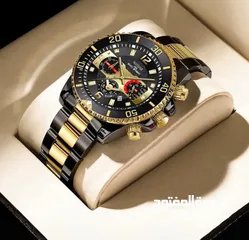  2 ساعه رجالي بسوار من الفولاذ مقاومه للصدأ نمط عمل بشاشه دائريه مع التاريخ ساعه كوارتز للاستخدام اليوم