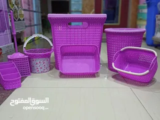  5 طقم غسيل ويزو 7 قطع مكون من طبق غسيل كبير طبق غسيل صغير سبت مشابك فرشة تواليت بالقاعده .