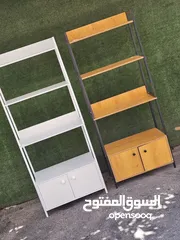  3 ستاند المكتبة مع خزانة سفلية متوفر بلون خشبي ولون ابيض