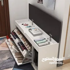  4 حل مثالي لترتيب مدخل بيتك   خزانة أحذية مع مقعد مريح، قطعة تجمع بين العملية والأناقة بوقت واحد.