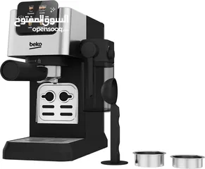  5 بيكو مكبس اسبريسو رقمي 15 بار، سعة 1.1 لتر، حاوية حليب 300 مل، شاشة LCD، 1628 واط، تخزين حبوب مطحونة