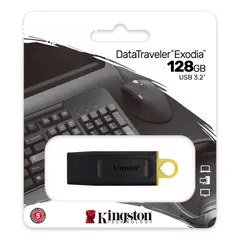 1 FLASH USB3.2 KINGSTON DATA TRAVELER 128GB فلاشة ميموري 128 جيجا  لتخزين معلوماتك بامان 