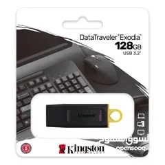  1 FLASH USB3.2 KINGSTON DATA TRAVELER 128GB فلاشة ميموري 128 جيجا  لتخزين معلوماتك بامان