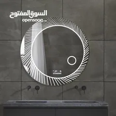  3 مرآة LED الذكية – إضاءة مميزه جدا ،  تشغيل كهرباء، كبسة لمس، قطر 70 سم.  متوفرة بإطار ذهبي أو بدون