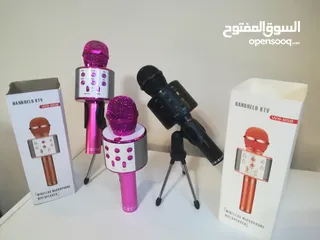 3 المايكرفون مع سماعه كاريوكي مكبر صوت سماعات بلوتوث راديو مايك سماعة هديه مايكرفون مكبر صوت سماعات
