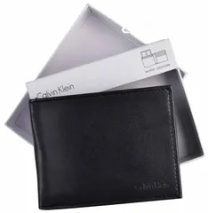  6 محفظة كالفين كلاين جلد طبيعي 100% Calvin Kleininc Mens - Black (شحن مجاني للبيت)