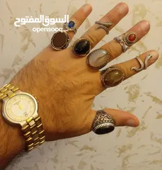  16 خواتم فضه مطعمه بالحجر الكريم