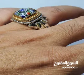  12 خاتم فاخرمصنوع يدويامن الفضة الخالصة(925) مزود بحجرالعقيق شجري طبيعي يتميز بنقوش فريدةعلي شكل شجرة ا