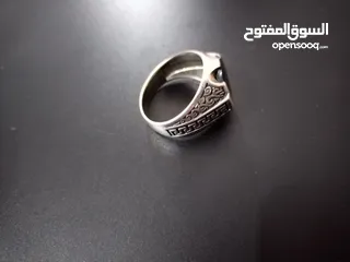  7 خاتم حجر يماني اسود فضة 925